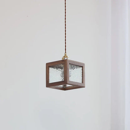 DecorBites™ Clear Glass Walnut Wood LED Pendant Lamp - Nordic Modern Hanging Lights