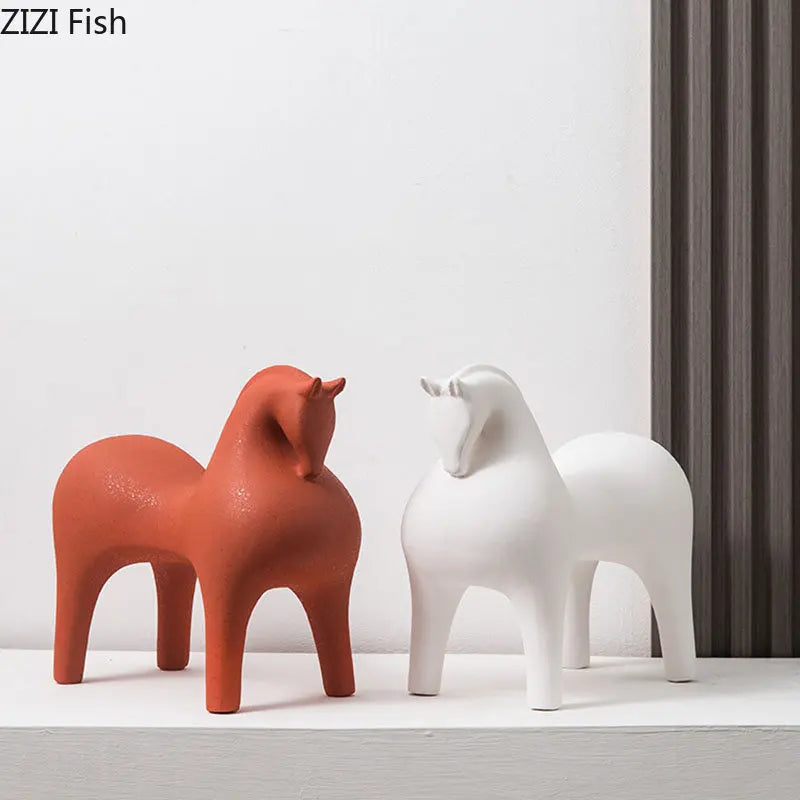 DecorBites™ Abstract Ceramic Horse Sculpture Decorative Figurine