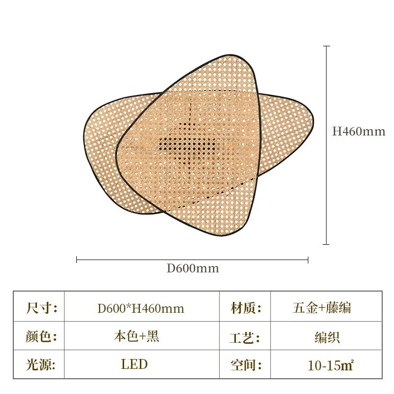 Lámpara de suelo de ratán japonés Decorbites™ para iluminación de sala de estar, estudio y ático de villa