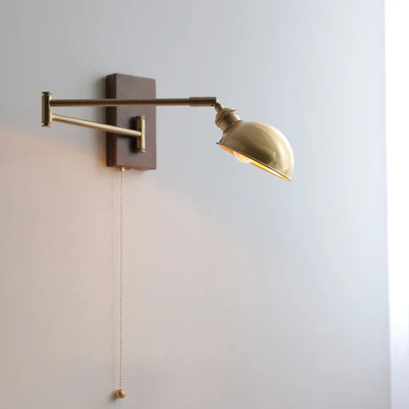 DecorBites™ Canopy LED Wall Light, Walnut Ash Wood, Pull Chain Switch, Left Right Rotate