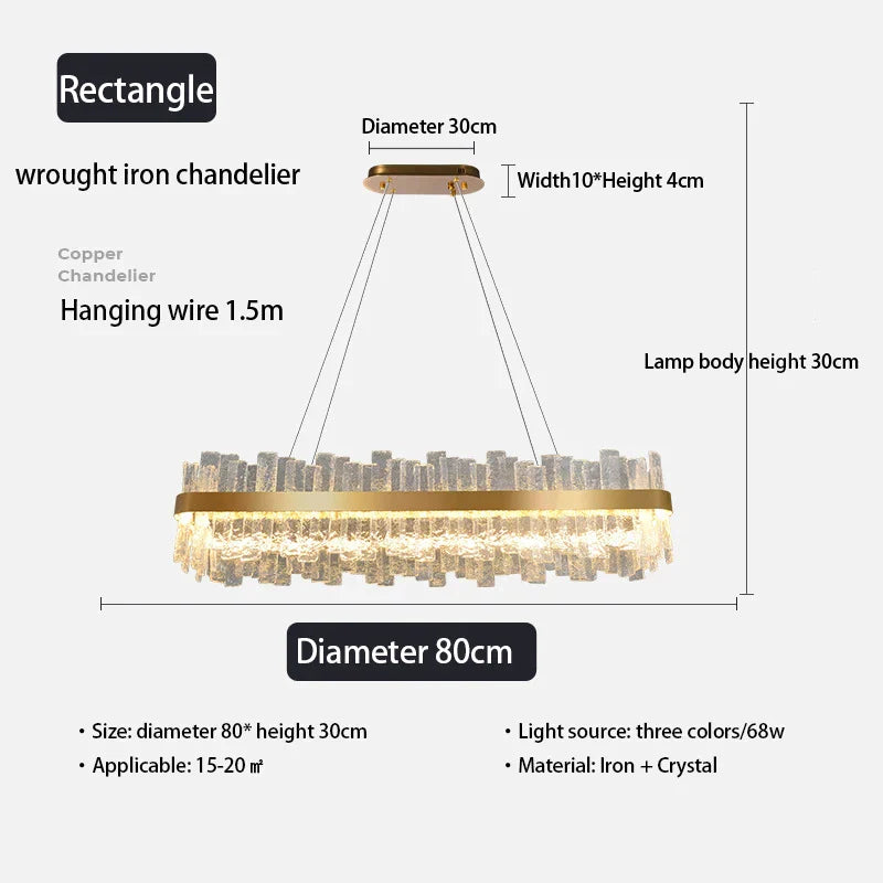 DecorBites™ Golden Crystal Chandelier LED Pendant Light - Luxury Modern Glass Lighting