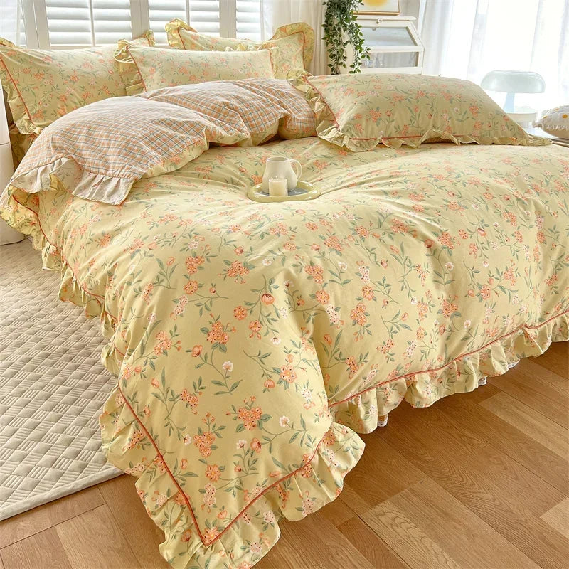 Decobites Floral Princess 100% Cotton Duvet Set for Queen Size Bed