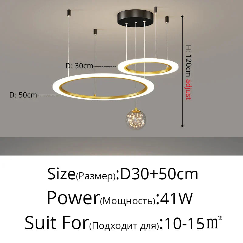 DecorBites™ Circle Ring Pendant Chandelier for Living Room Bedroom Restaurant Ceiling Lighting
