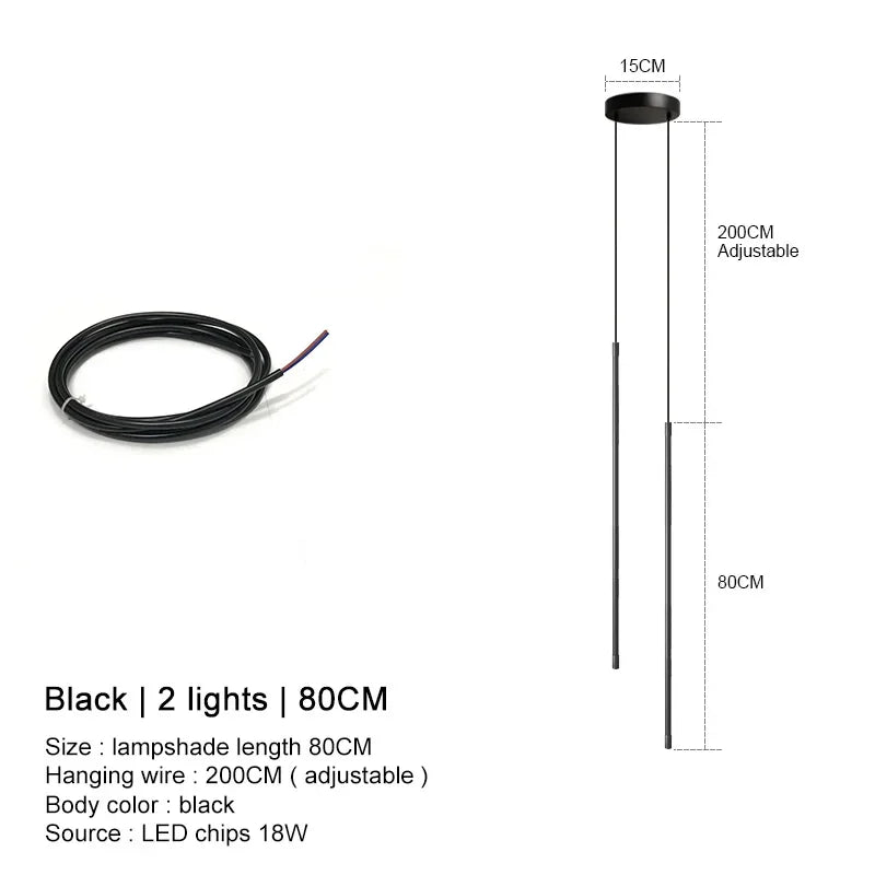 DecorBites™ Black LED Chandelier Pendant Lights for Dining Room and Bedroom