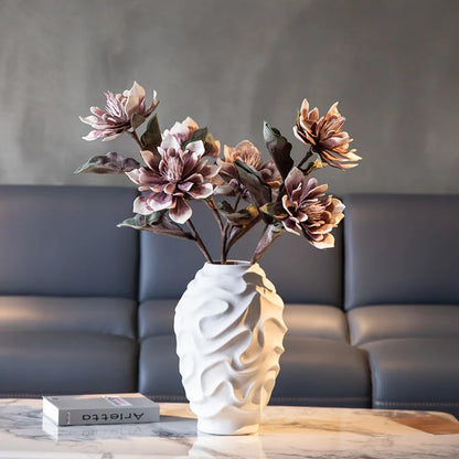 مزهرية خزفية حلزونية هندسية من DecorBites™، أصيص زهور، طبق فاكهة، إكسسوارات ديكور منزلي