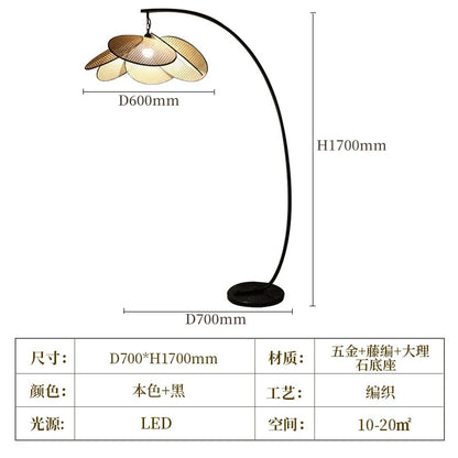 DecorBites™ Japanese Rattan Floor Lamp for Villa Living Room Study Attic Lighting