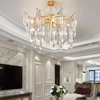 DecorBites™ Crystal Water Drop LED Chandeliers: Modern Luxury Branch Design for Living & Dining Rooms