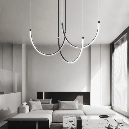DecorBites™ Copper Chandelier: Nordic Minimalist Lines Pendant Light for Living Room Decor