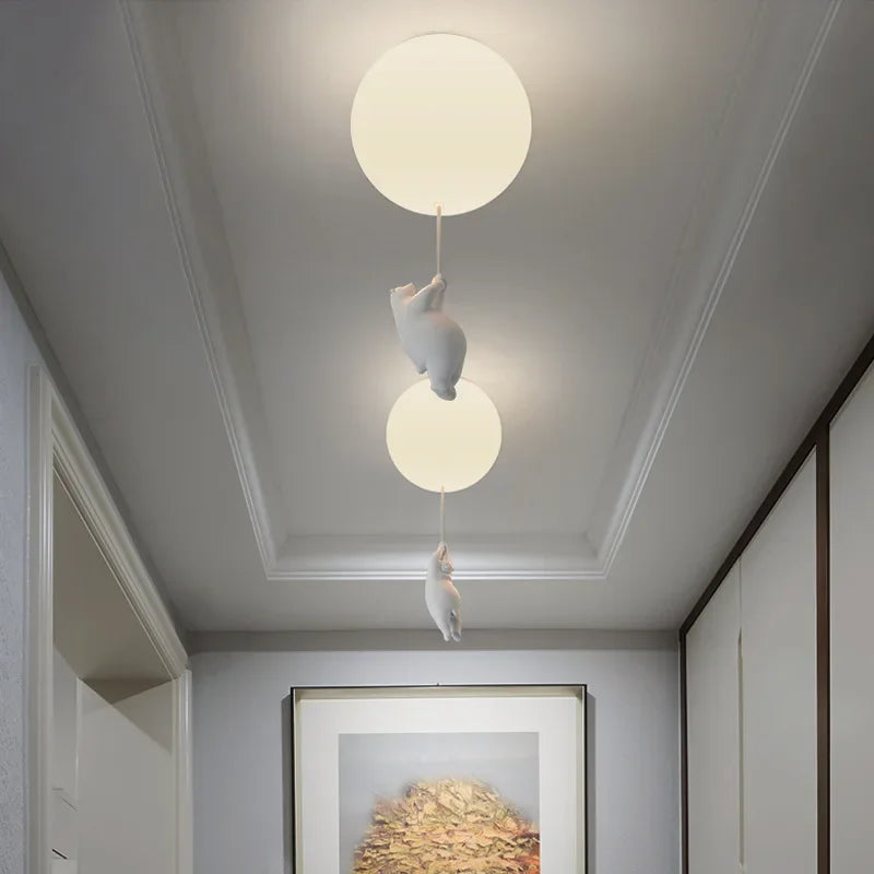 Polar Bear Resin Pendant Light for Kids Spaces