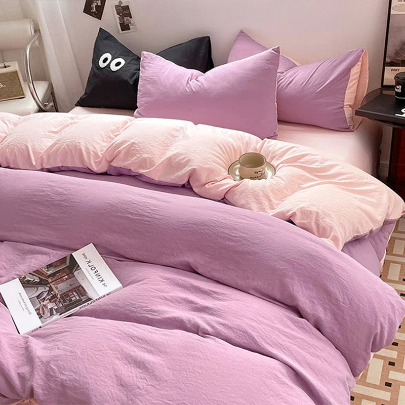 DecorBites™ Cotton Bedding Set: Soft Duvet Sheets, Pillowcases, Comforter Set - All Seasons Comfort