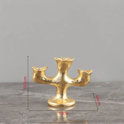 Trío de candelabros de resina dorada DecorBites™ para centros de mesa de bodas y decoración del hogar