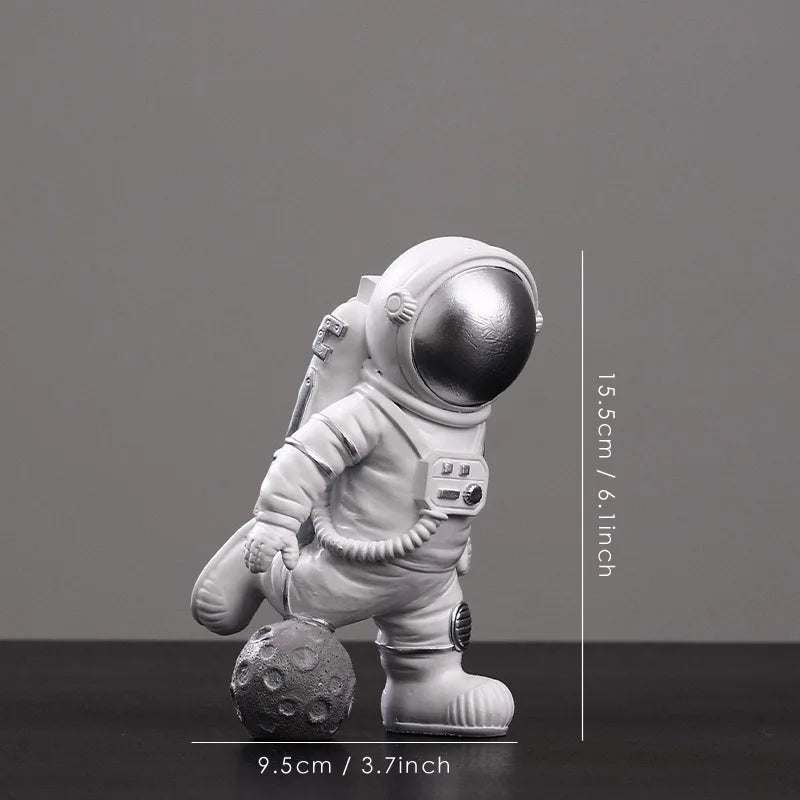 Figuras de astronautas DecorBites™: Escultura moderna de astronauta con luna, regalo perfecto para hombre y novio