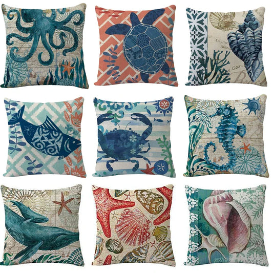 DecorBites™ Coastal Cushion Cover - Sea Theme Decorative Sofa Pillowcase