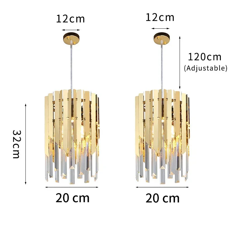 DecorBites™ Gold K9 Crystal LED Chandelier for Living Room Kitchen Dining Bedroom