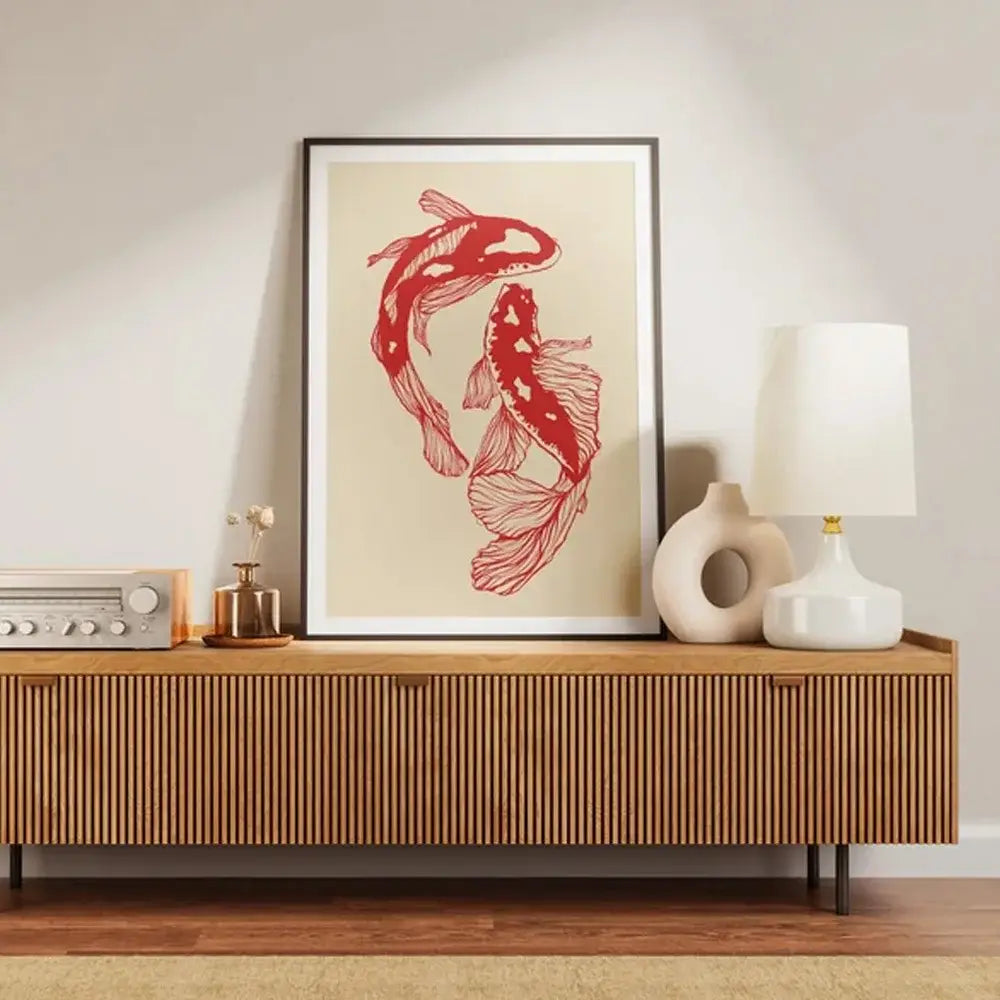 Decorbites™ Vintage Roter Koi-Fisch-Leinwand-Wandkunst