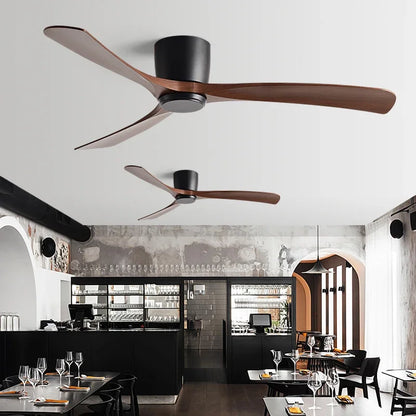 مروحة سقف ديكوربايتس™ سوداء حديثة منخفضة الارتفاع تعمل بالتيار المستمر مع جهاز تحكم عن بعد، تدفق هواء قوي