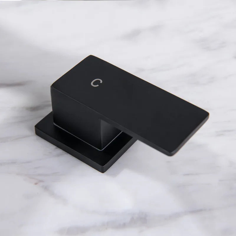 DecorBites™ Gold Black Waterfall Bathroom Basin Faucet 3 Hole Hot Cold Water Tap