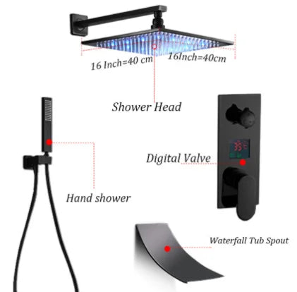 DecorBites™ Light Shower Faucet Set: Wall Mounted Rainfall Bath Mixer with Handshower