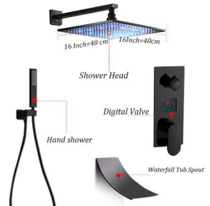 DecorBites™ Light Shower Faucet Set: Wall Mounted Rainfall Bath Mixer with Handshower