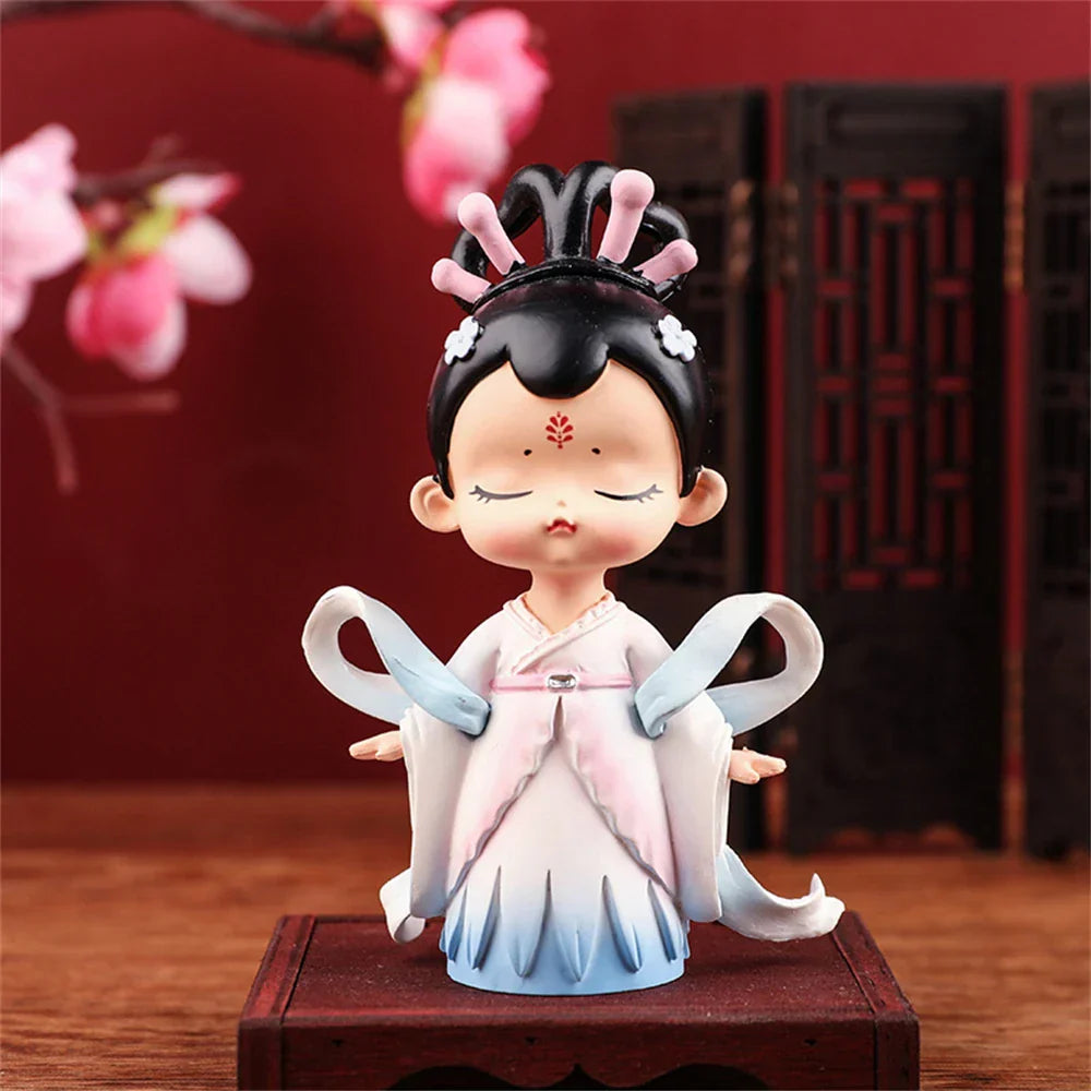 DecorBites™ Chinese Hanfu Court Princess Resin Statue Ornament for Bookshelf Decor