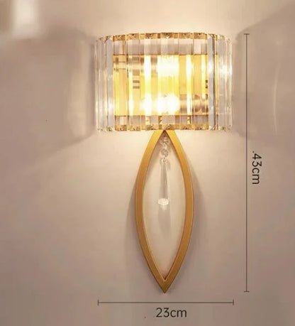 DecorBites™ Gold Crystal Glass Wall Sconce Light Fixture for Luxury Bedroom Decor