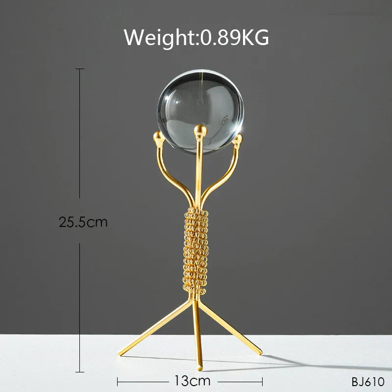 DecorBites™ Bola de Cristal Artesanal: Decoración Nórdica Moderna de Metal, Ligeramente Lujosa, para el Hogar y el Mueble de TV