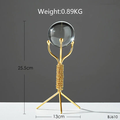 DecorBites™ Bola de Cristal Artesanal: Decoración Nórdica Moderna de Metal, Ligeramente Lujosa, para el Hogar y el Mueble de TV