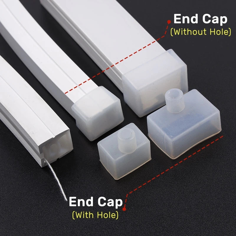 DecorBites™ LED Silicone Tube Profile Connector Clip Plug Neon Strip Lights End Cap Kit