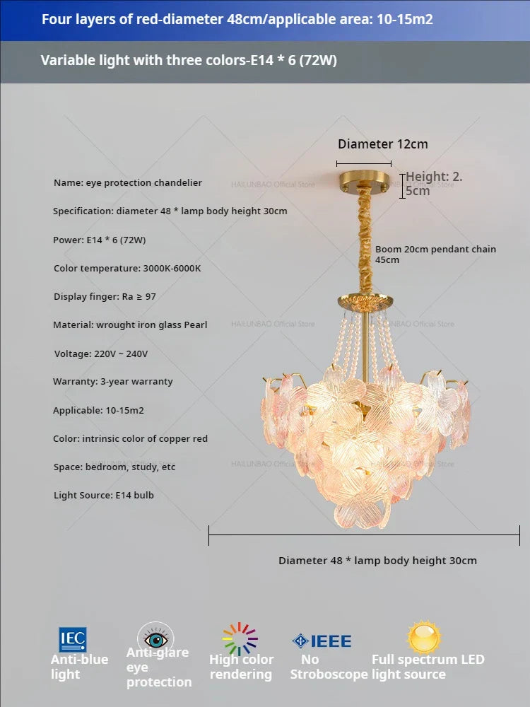DecorBites™ Glass Flower Princess Room LightLux Postmodern French Cream Wind Lamp