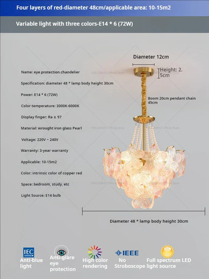 DecorBites™ Glass Flower Princess Room LightLux Postmodern French Cream Wind Lamp