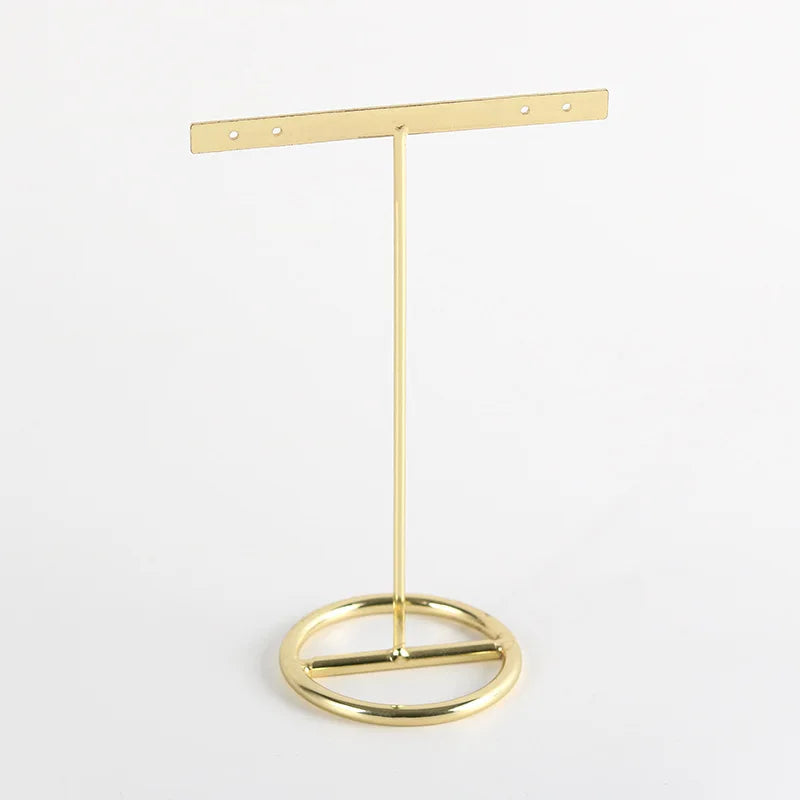 DecorBites™ Golden Geometric Jewelry Display Rack - Desktop Storage & Home Decoration