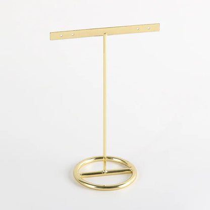 DecorBites™ Golden Geometric Jewelry Display Rack - Desktop Storage & Home Decoration