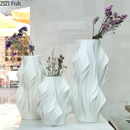DecorBites™ Ceramic Vase with Artificial Flowers for Desk Decoration and Room Aesthetics