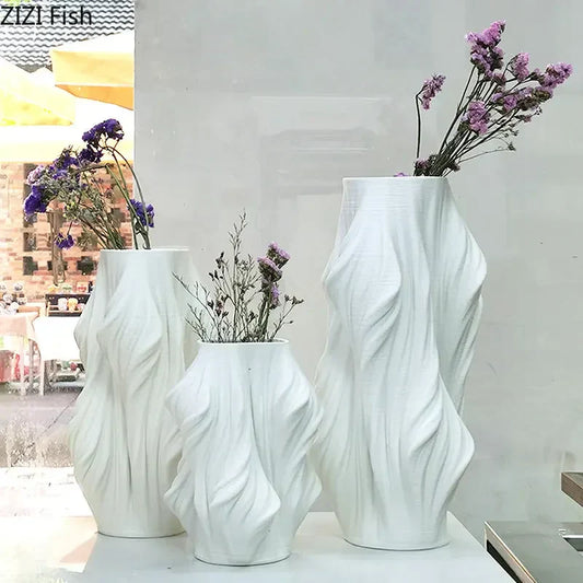 DecorBites™ Ceramic Vase with Artificial Flowers for Desk Decoration and Room Aesthetics