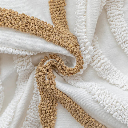 غطاء وسادة ديكوربايتس™ مطرز هندسيًا من القطن مع هامش منجد، غطاء وسادة أريكة مزخرف