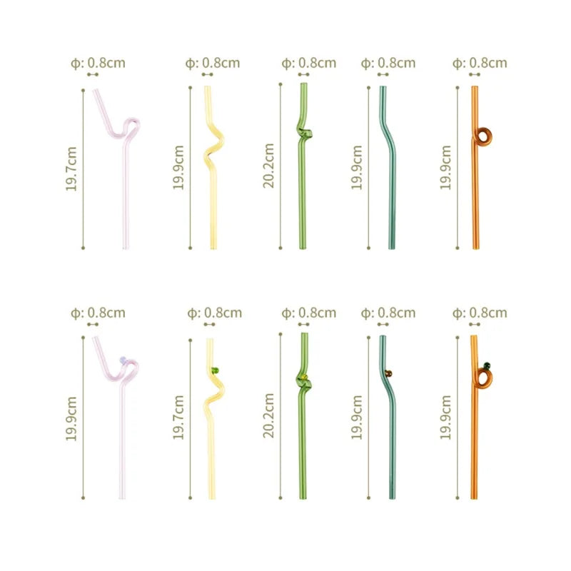 DecorBites™ Glass Straws: Reusable Heat-Resistant Long Drinking Straws, Wholesale for Milk Tea