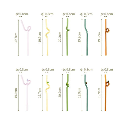 DecorBites™ Glass Straws: Reusable Heat-Resistant Long Drinking Straws, Wholesale for Milk Tea