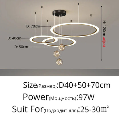 DecorBites™ Circle Ring Pendant Light Chandelier Modern Living Room Bedroom Lamps Ceiling Luminaire