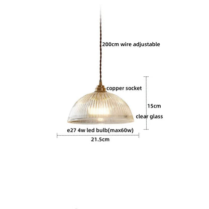 DecorBites™ Japanese Style LED Pendant Lamp Copper Glass Hanging Light Fixtures
