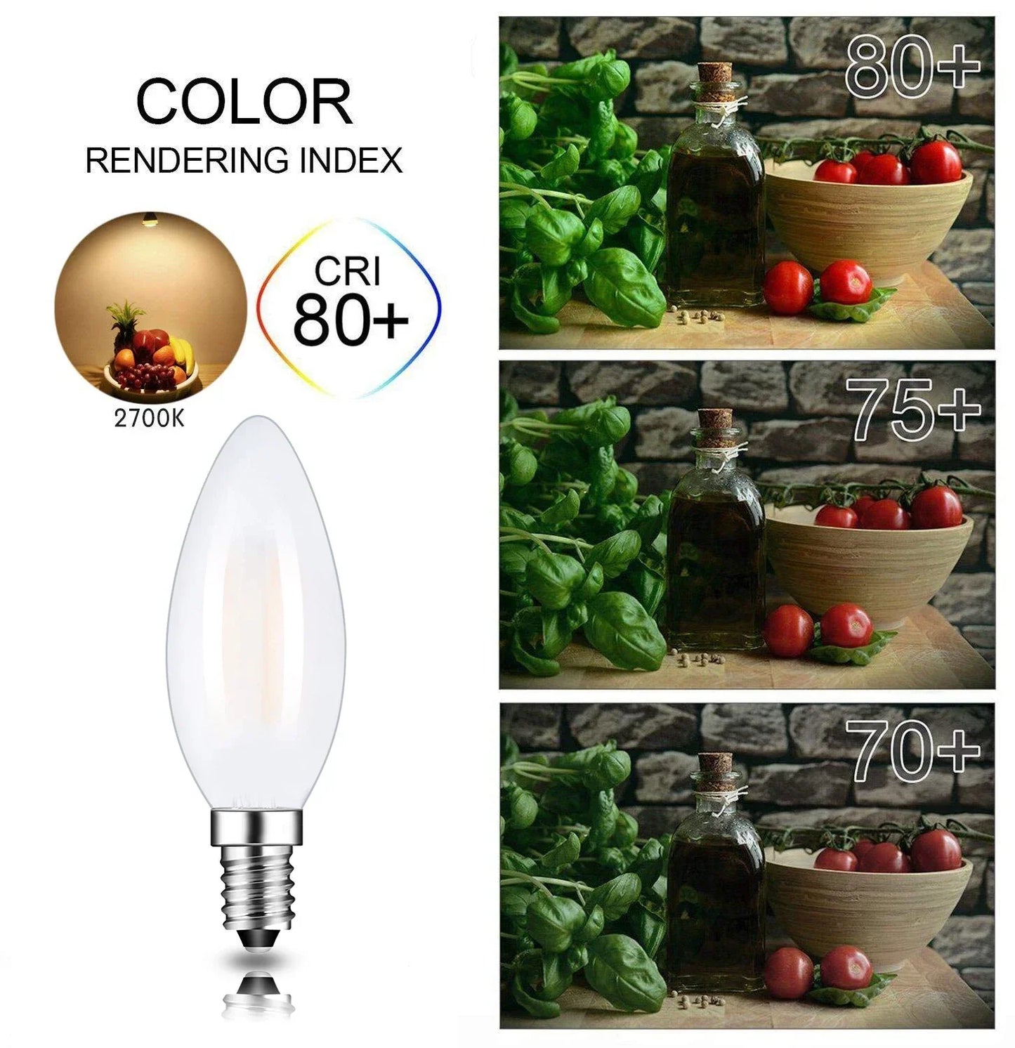DecorBites™ Frosted Led Candle Light Bulbs Dimmable E12 E14 Base Warm White 2700K