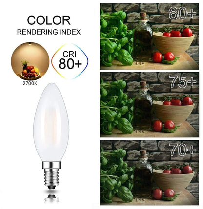 DecorBites™ Frosted Led Candle Light Bulbs Dimmable E12 E14 Base Warm White 2700K