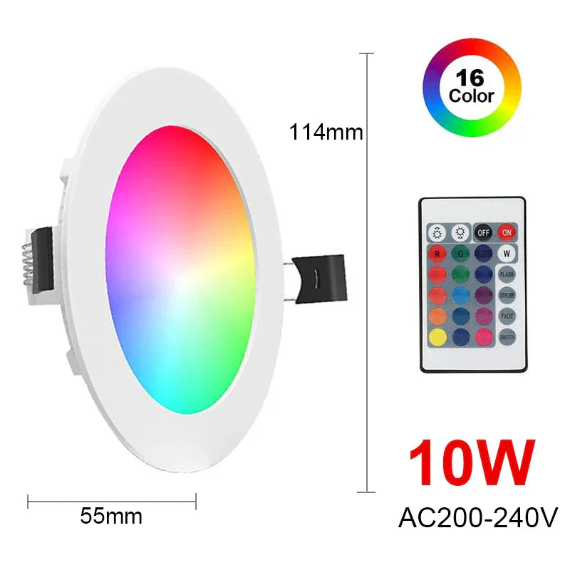 DecorBites™ Dimmable RGB LED Downlight 10W/15W Ceiling Spot Light with Remote Control