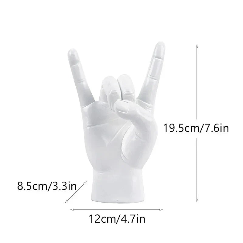DecorBites™ Gold Rock Hand Gesture Sculpture Figurine for Chic Home Decor