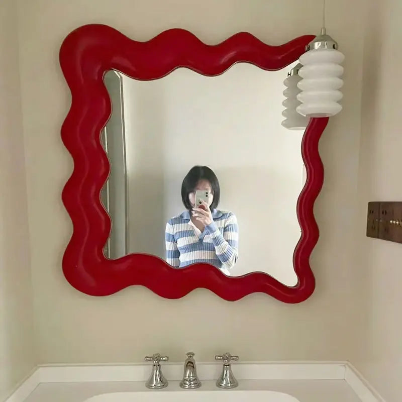 Espejo DecorBites™ Cream Cloud Wave, para colgar en la pared, ideal para la decoración del baño y el dormitorio.