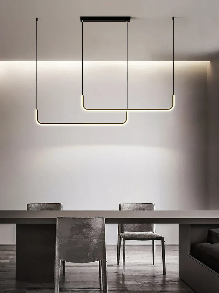 DecorBites™ Black Gold Pendant Chandelier LED Ceiling Lamp for Modern Dining Room and Kitchen