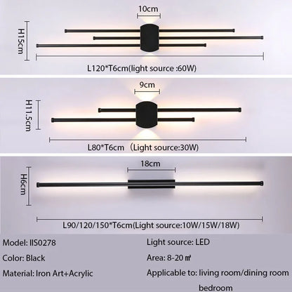 DecorBites™ Black Iron LED Wall Lamp for Living Room, Bedside, TV Background - 110v 240v