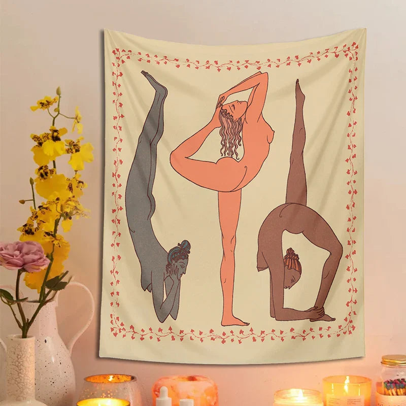 Decobites Yoga Girl Tapestry: Psychedelic Wall Art for Boho Decor and Meditation