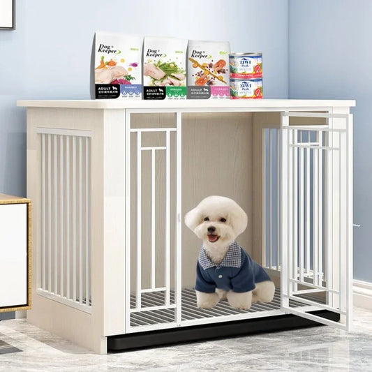 DecorBites™ Large Wood Dog Cage House | Indoor Solid Wooden for Big Dogs