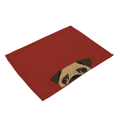 DecorBites™ Dog Cat Pattern Cotton Linen Dining Table Mats 32*42cm