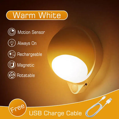 Lámpara de pared DecorBites™ con imán giratorio de 360° y carga USB para dormitorio o armario